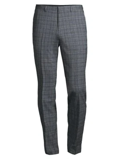 Shop Hugo Men's Wool-blend Checkered Trousers In Grey