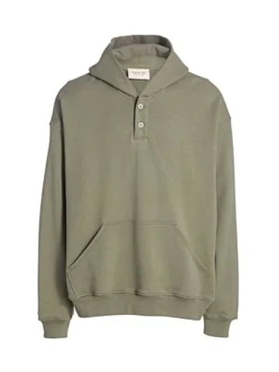 Shop Fear Of God Core Everyday Henley Hoodie In Army Green