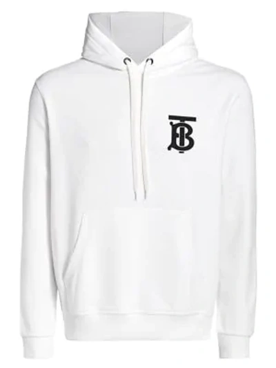 Shop Burberry Landon Tb Graphic Logo Hoodie In White