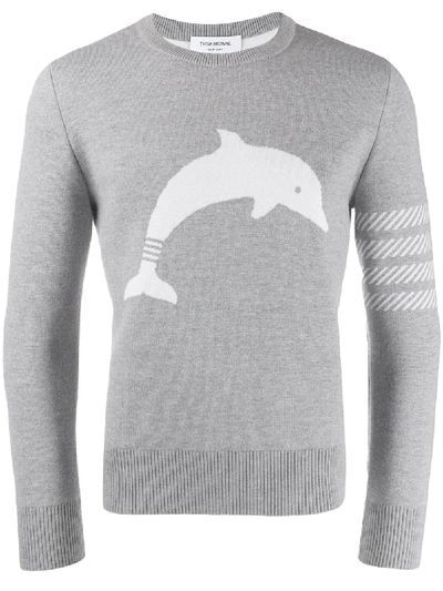 Shop Thom Browne Dolphin Icon Jumper In Grey