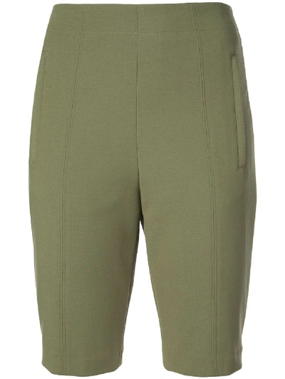 Shop Tibi Anson Biker Shorts In Green