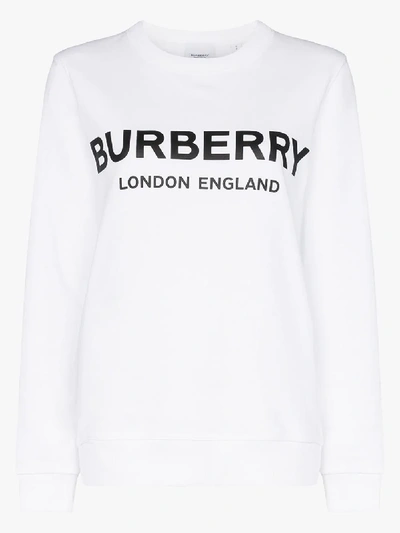 Shop Burberry Logo Print Sweatshirt In A1464 White