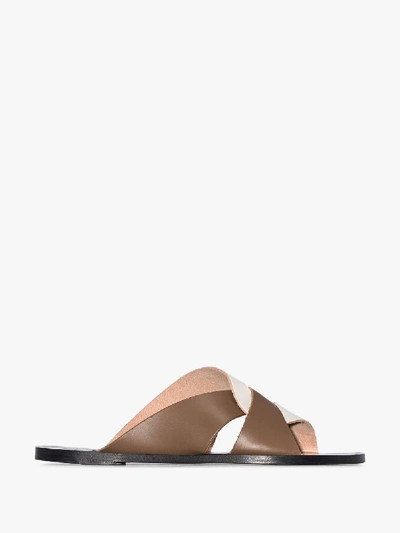 Shop Atp Atelier Brown And White Allai Leather Sandals