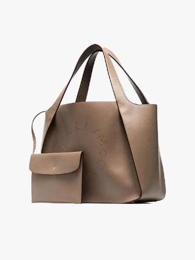 Shop Stella Mccartney Brown Perforated Logo Tote Bag
