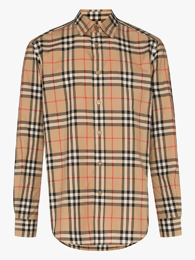 Shop Burberry Neutral Vintage Check Cotton Shirt In Brown