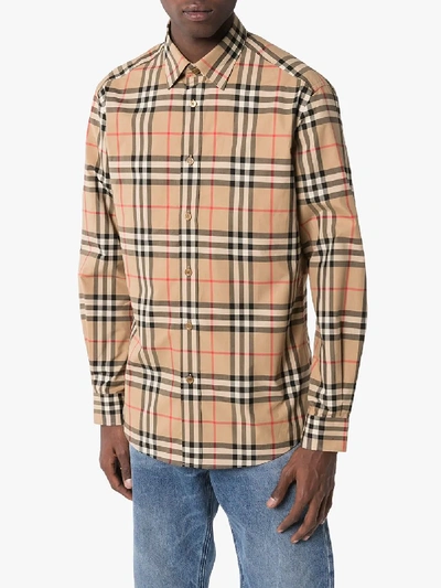 Shop Burberry Neutral Vintage Check Cotton Shirt - Men's - Cotton In Brown