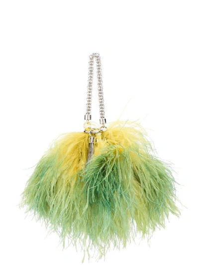 Shop Jimmy Choo Callie Feather Tote In Green