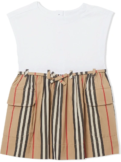 Shop Burberry Icon Stripe Short-sleeve Dress In White