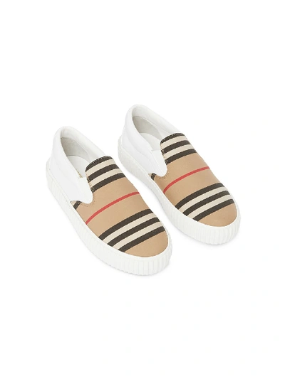 Shop Burberry Panelled Slip-on Sneakers In White