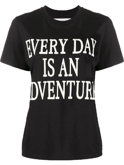 Shop Alberta Ferretti Slogan Print T-shirt In Black