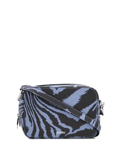 Shop Ganni Zebra Print Mini Bag In Blue