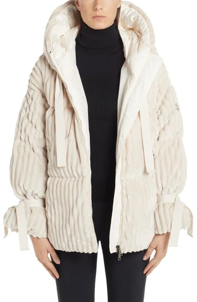 Moncler Loire Oversized Jacket W/ Self-tie Cuffs In White | ModeSens