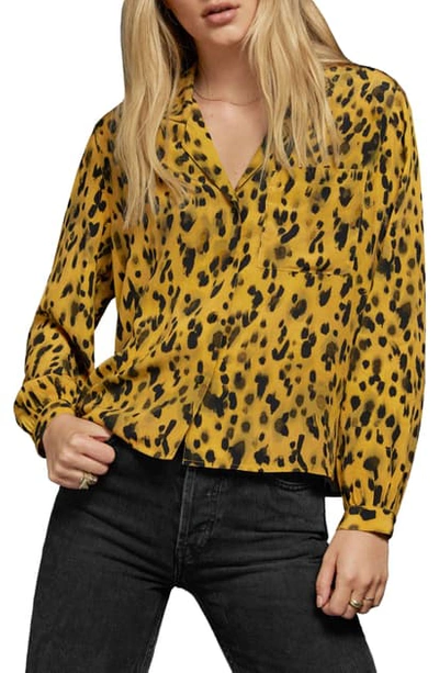 Shop Anine Bing Lilah Print Blouse In Golden Leopard
