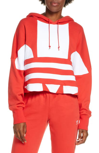 red adidas crop hoodie