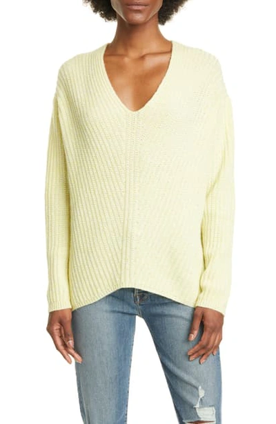 Shop Allude Rib Oversize Cashmere Sweater In Chartreuse Tweed