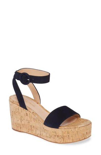 Shop Gianvito Rossi Platform Wedge Sandal In Denim