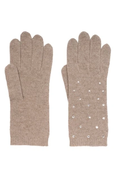Shop Carolyn Rowan Accessories Crystal Embellished Cashmere Gloves In Nile