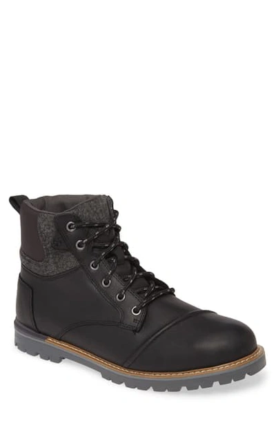 Shop Toms Ashland Waterproof Cap Toe Boot In Black Leather