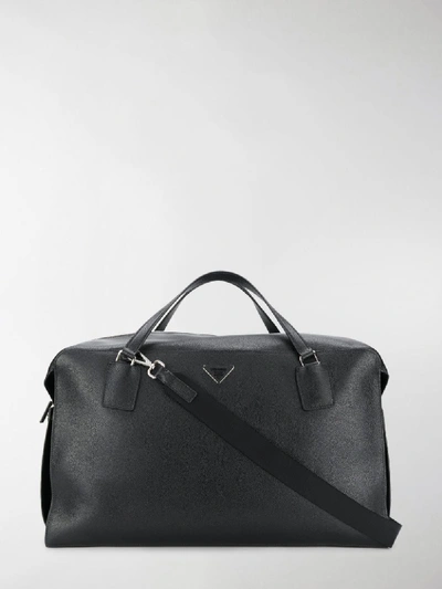 Shop Prada Zipped Logo Travel Bag In Black