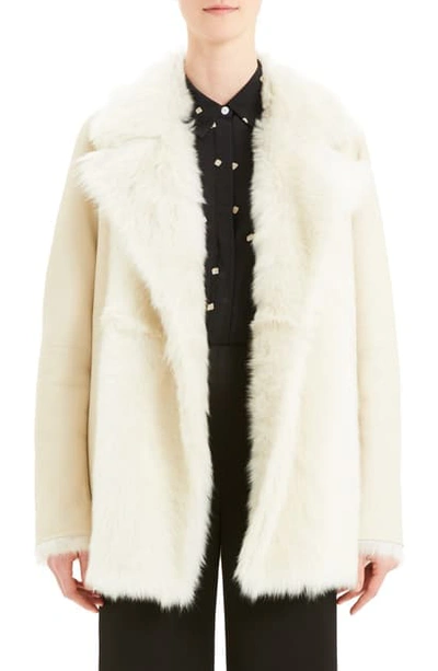Shop Theory Toscana Reversible Shearling Coat In Off White