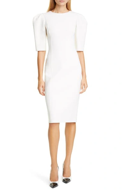 Shop Michael Kors Puff Sleeve Sheath Dress In White