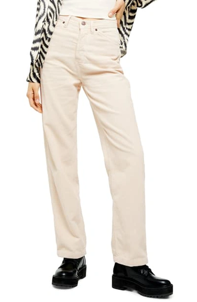 Topshop Corduroy Parallel Pants In Cream | ModeSens