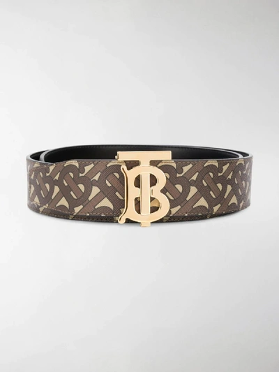 Shop Burberry Reversible Tb Monogram Belt In Brown