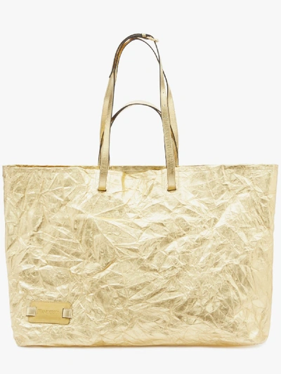 Shop Jw Anderson Crinkle Tote In Gold