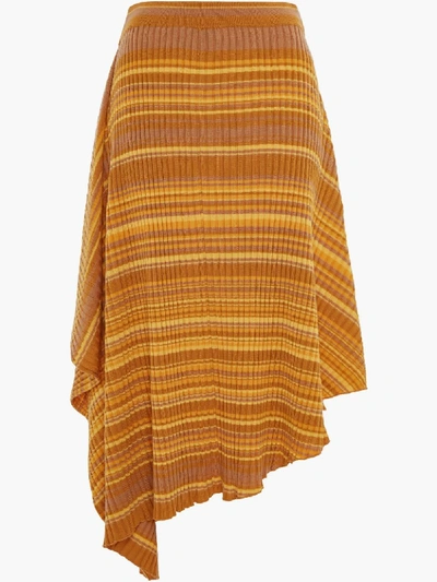 Shop Jw Anderson Striped Rib Infinity Skirt In Yellow