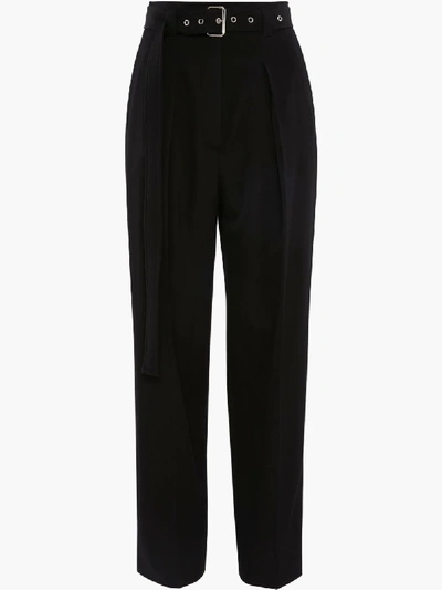 Shop Jw Anderson Belted Tapered Trousers In Black