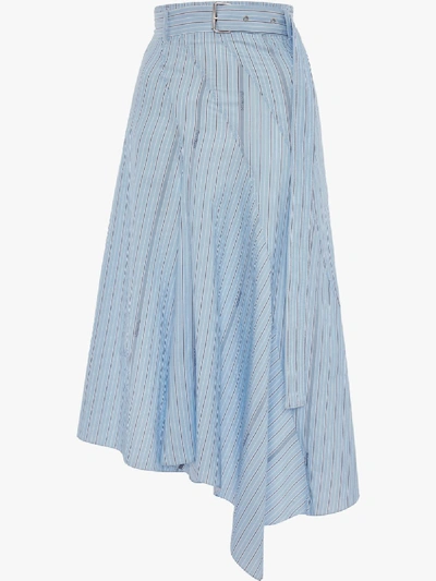 Shop Jw Anderson Asymmetric Belted Panelled Skirt In Blue