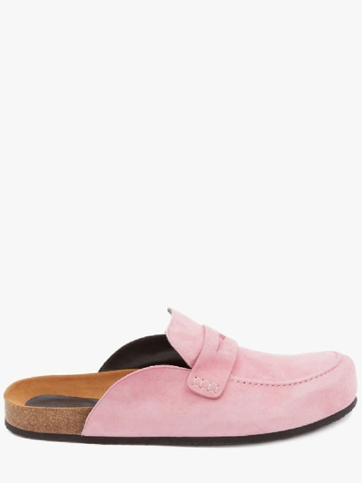 Shop Jw Anderson Suede Loafer Mules In Pink