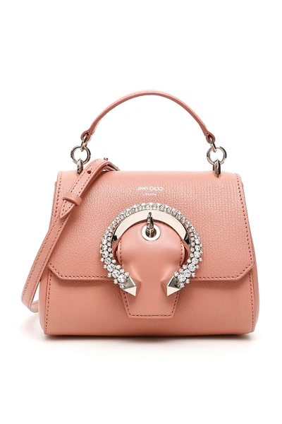Shop Jimmy Choo Crystal Buckle Small Top Handle Madeline Bag In Pink