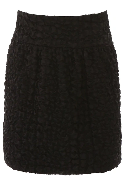 Shop Saint Laurent Smocked Mini Skirt In Black