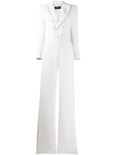 Shop Dsquared2 Double Breasted Tailored Jumpsuit In White