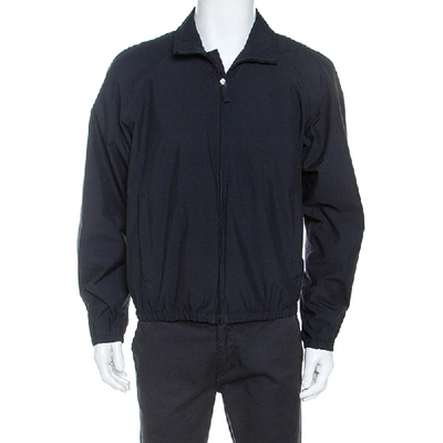 Pre-owned Prada Midnight Blue Zip Front Harrington Jacket L