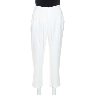 Pre-owned Alexander Mcqueen Off White Crepe Trousers M
