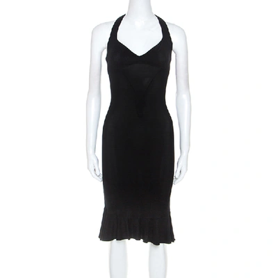 Pre-owned Dolce & Gabbana Black Stretch Knit Halterneck Dress S