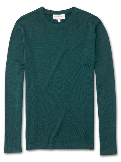 Shop Derek Rose Men's Sweater Jacob Sea Island Cotton Green