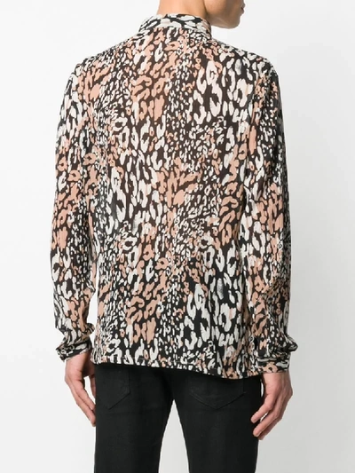 Shop Saint Laurent Leopard Print Long-sleeved Shirt In Black