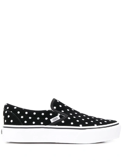 Polka dot top vans slip ons