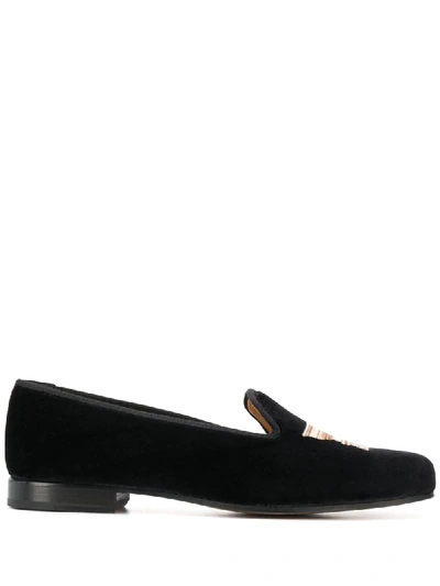 Shop Stubbs & Wootton Columns Embroidered Loafers In Black