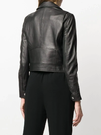 Shop Iro Cropped Biker Jacket In Black