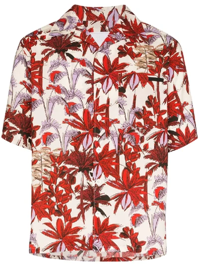 Shop Prada Floral Print Shirt In Red
