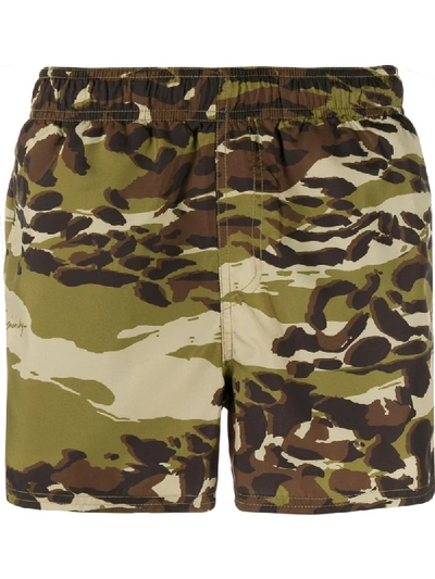 Shop Givenchy Camouflage Printed Swim Shorts In Green