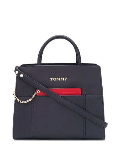 Shop Tommy Hilfiger Faux-leather Tote Bag In Blue