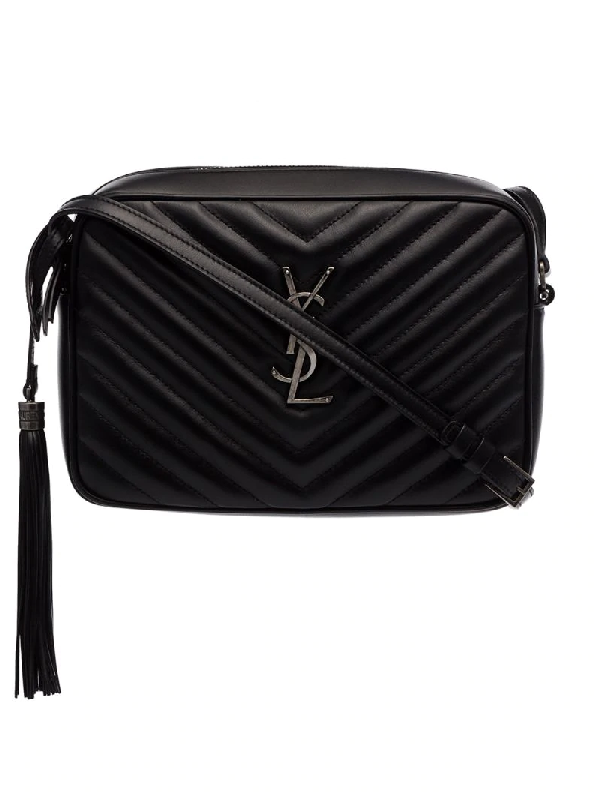 Saint Laurent Gesteppte Lou Umhangetasche In Black Modesens