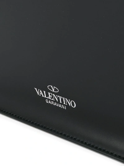 Shop Valentino Vltn Leather Tote In Black