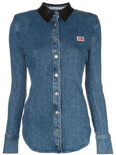 Shop Alexander Wang Long Sleeve Slim-fit Denim Shirt In Blue