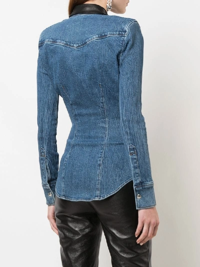 Shop Alexander Wang Long Sleeve Slim-fit Denim Shirt In Blue